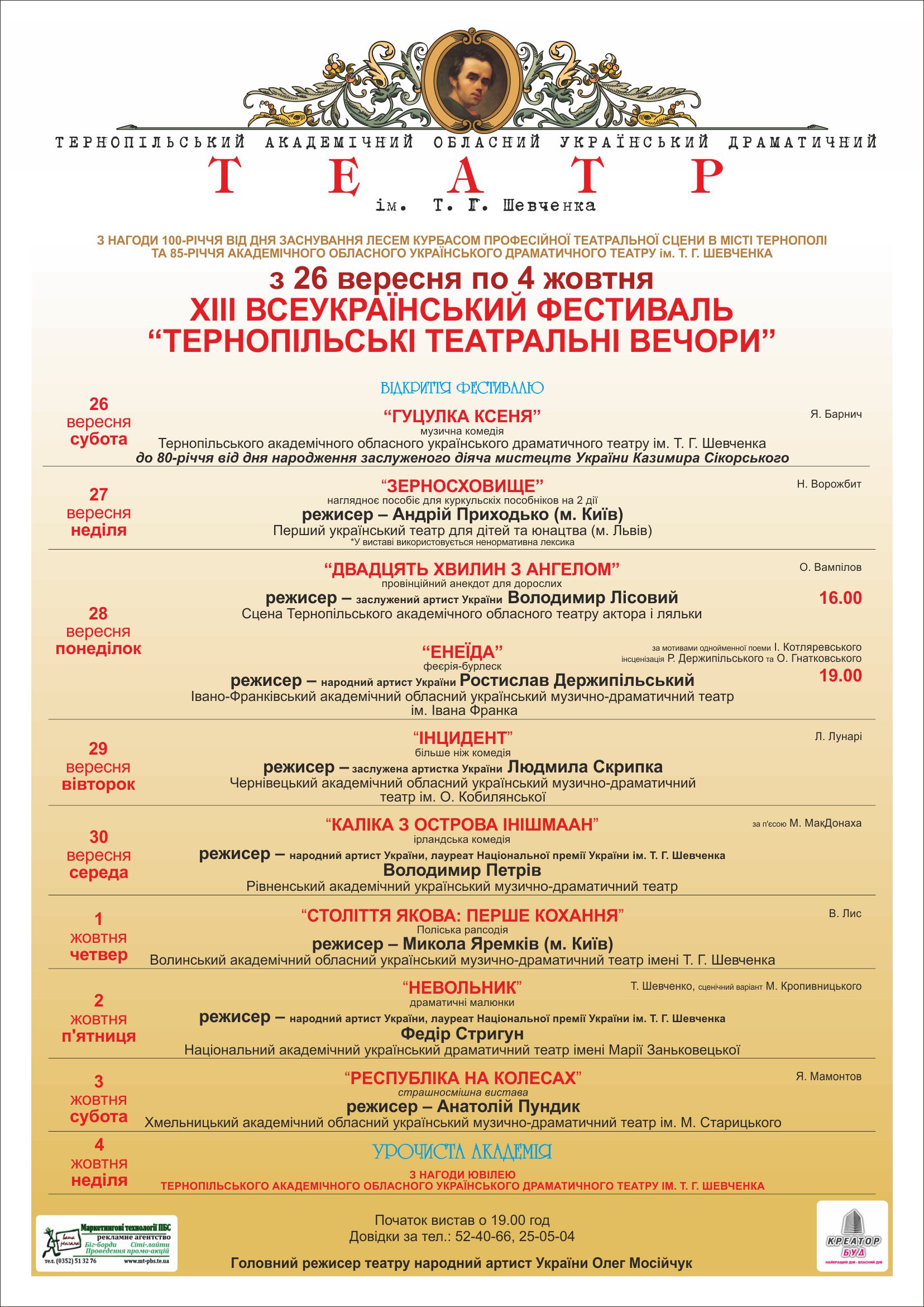 У Тернополі тривають «Тернопільські театральні вечори»