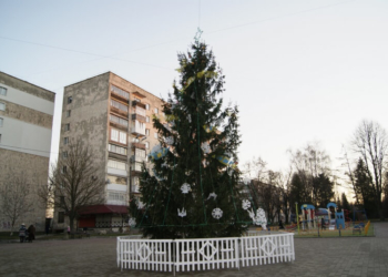 На бульварі Данила Галицького – новорічна красуня з патріотичним декором