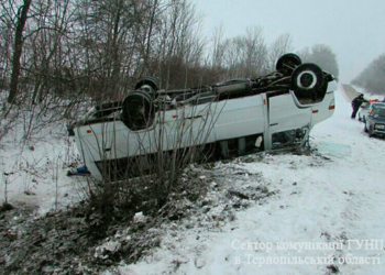 На Тернопільщині перекинувся автобус з пасажирами (відео)