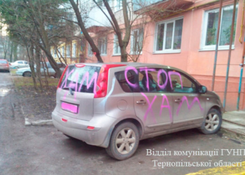 У Тернополі масово облили фарбою неправильно припарковані автомобілі (ФОТО)