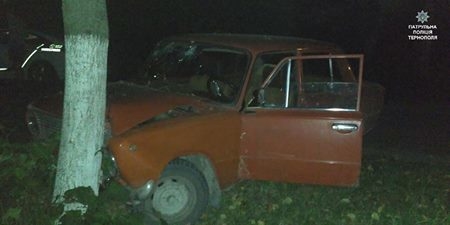 Як п’яний водій на Тернопільщині врізався в дерево (фотофакт)