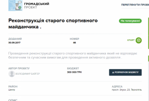 Лише одним голосом тернополяни можть вирішити долю спортивного майданчика
