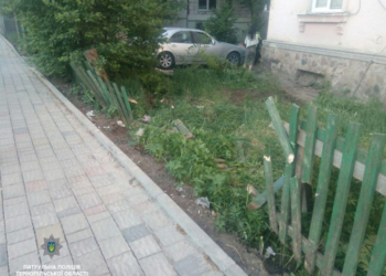 У Тернополі п’яна водійка переплутала дорогу і врізалася в чуже подвір’я (фото)