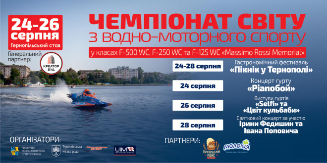 Нарешті оприлюднили повну програму Чемпіонату світу з водно-моторного спорту
