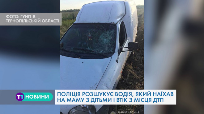 Поліція Тернопільщини розшукує водія, який наїхав на маму з дітьми і втік з місця ДТП
