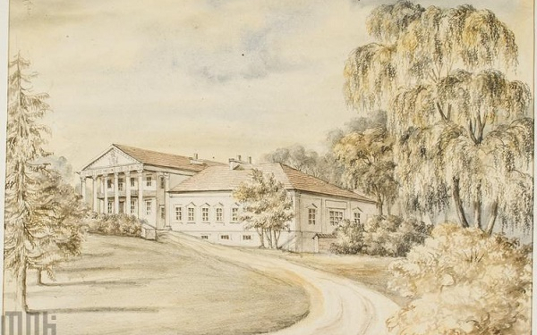 Палац в Загайцях у Тернопільській області на зображенні ХІХ ст.