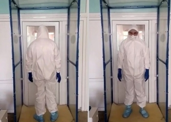 Дезінфекція медиків: у лікарнях Тернополя облаштували  спеціальні рамки