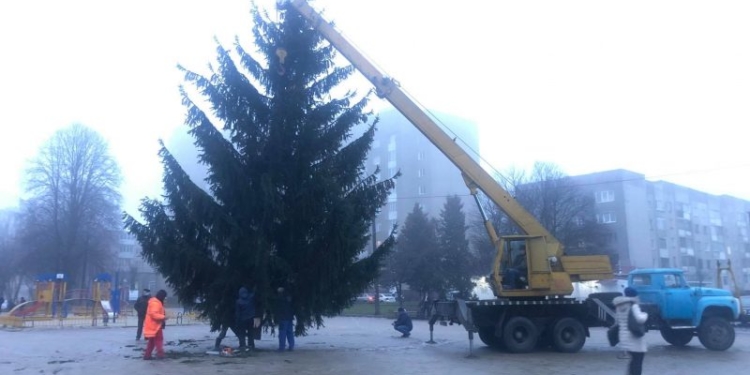 Сьогодні у Тернополі  облаштовують ілюмінацію на головній ялинці “Східного”