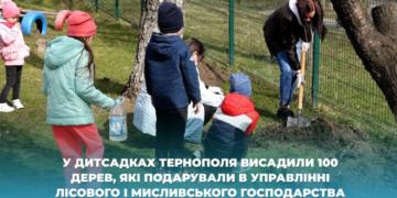 У дитсадках Тернополя висадили 100 дерев від управління лісового і мисливського господарства