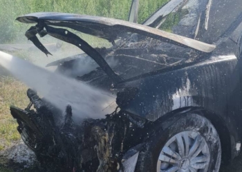 У Великих Гаях на дорозі загорівся Hyundai Santafe