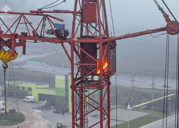 У Тернополі горів будівельний кран