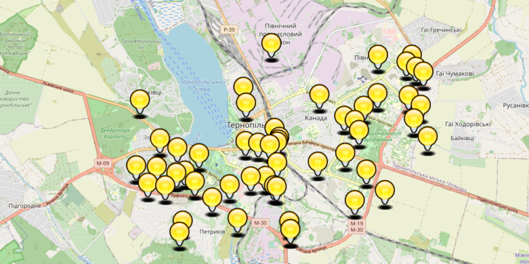 У мережі з’явилася інтерактивна карта електропостачання Тернополя: можна переглянути на яких вулицях немає світла