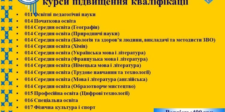 Центр післядипломної освіти ТНПУ запрошує на курси підвищення кваліфікації