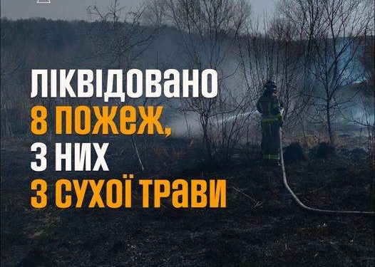 Пожежі на Тернопільщині: рятувальники ліквідували 8 загорянь за вихідні