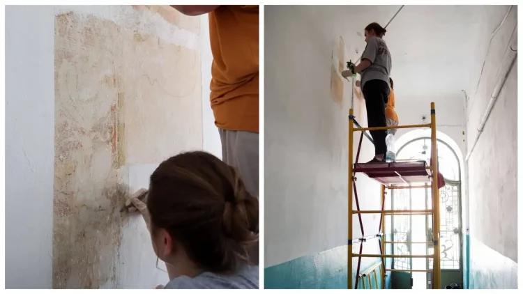 Несподівана знахідка під штукатуркою: у Тернополі знайшли 100-річні розписи у житловому будинку