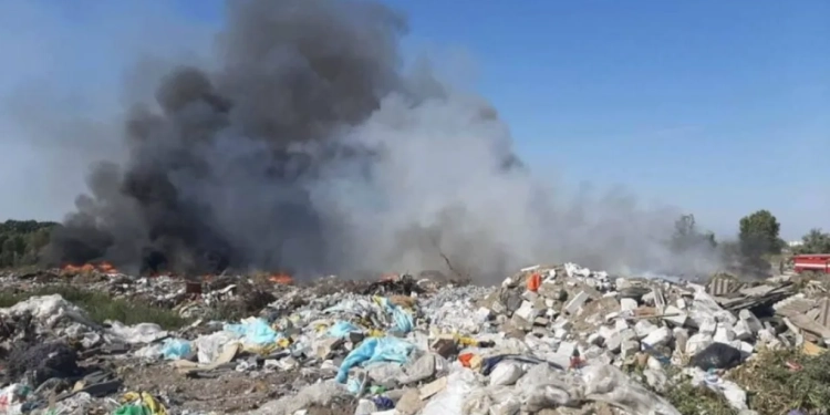 Горить сміттєзвалище