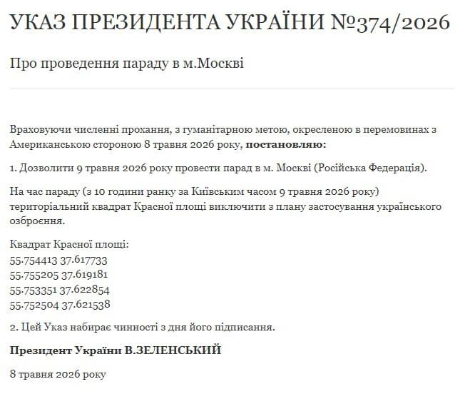 Україна тимчасово виключила Красну площу з переліку цілей на 9 травня